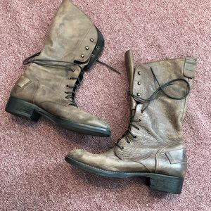 Steven by Steve Madden Brown Tie Up Combat Boots